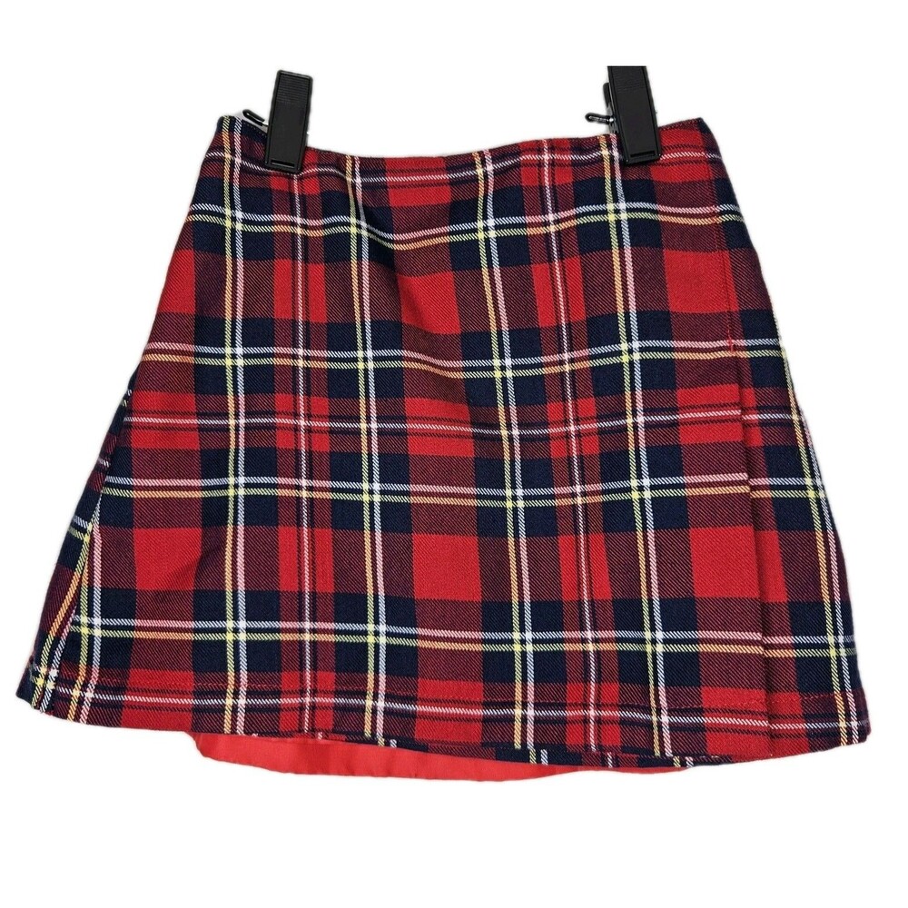 Girls Holiday Red Plaid Skirt, Size 6 L